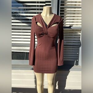 Elegant Brown Long Sleeve Dress
